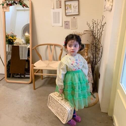 Kids Dresses For Girls 1st Birthday Party Baby Girls Dress Embroidered Long Sleeve Princess Toddler Girls Ball Gown Lace Daily