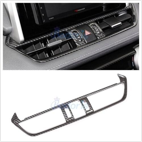 For Toyota RAV4 XA50 2019 Carbon Fiber Color Interior Center Dashboard Air Vent AC Outlet Panel Trim Car Styling Accessories
