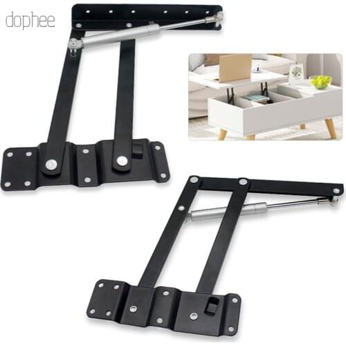 Dophee 2pcs/set black Folding Spring Tea Table Hinge Furniture Lift Up Top Mechanism Hardware Lifting Rack Shelf
