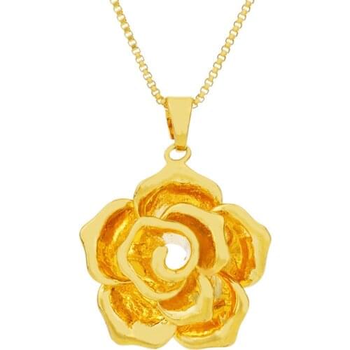 Dropshipping 24K gold pendant necklaces for women 2019 new design pure 24K gold jewelry for women wedding necklaces 24K jewelry