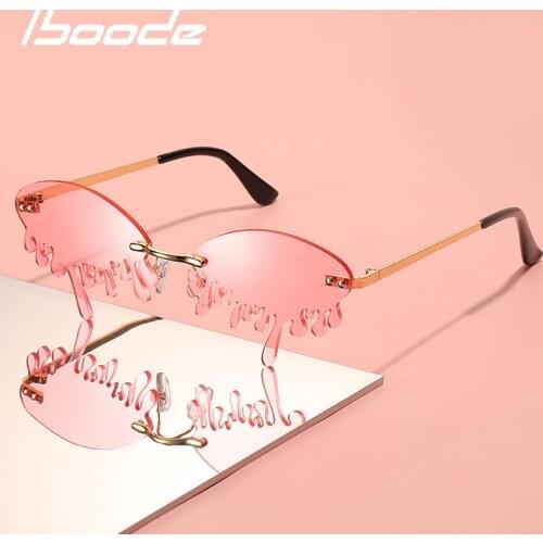 Iboode Fashion Rimless irregular Sunglasses Women Men Shades Alloy Eye Glasses Trend Brand Design UV400 gafas de sol