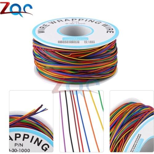 250M Insulation Test Wrapping Cable Multi-color P/N B-30-1000 250M 30AWG 8-Wire Colored Insulation Wrapping Copper Test Cable