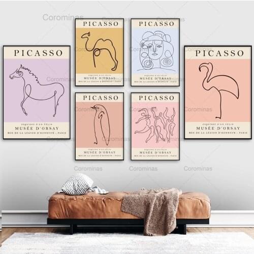 Picasso Matisse Canvas Painting Penguin Cat Abstract Wall Art Nordic Posters and Prints Pictures for Living Room Home Decoration