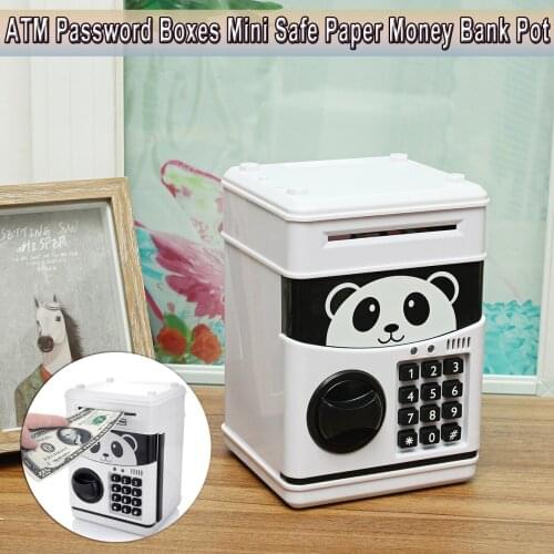 Coins Saving Box Bank Safe Box Automatic Deposit Banknote Christmas Gift Panda Electronic Piggy Bank ATM Password Money Box Cash
