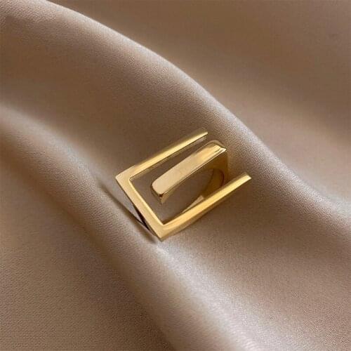 Korea Hot Selling Fashion Jewelry Simple Metal Gold Ring Creative Womens Opening Adjustable Ring