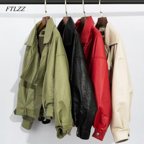 FTLZZ Green Faux Leather Jacket Vintage Oversized Street Coat Batwing Sleeve Short Motorcycle Jackets Biker Jackets