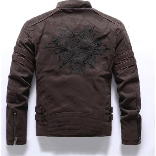 Autumn Winter Mens Leather Jacket Casual Fashion Stand Collar Motorcycle Jacket Men Slim High Quality PU Leather Coats