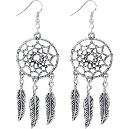 Moment # N03 2018 New Arrival Free Shipping Fashion Bohemian Style Retro Silver Alloy Earrings Indian Dreamcatcher Monkey