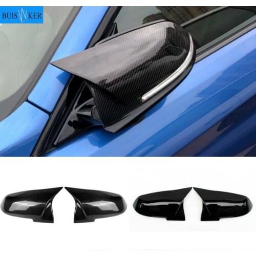 2pcs Auto Car Rear View Side Mirror Cover Trim For BMW F20 F21 F22 F23 F30 F31 F32 F36 X1 E84 F87 M2 Carbon Fiber Style