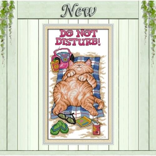 Do not disturb lovely cat painting pattern print on canvas DMC 14CT11CT DIY Cross Stitch chinese Needlework kits Embroidery Sets