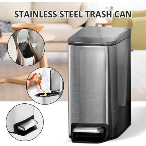 Household 6L Stainless Steel Mute Flip Cover Pedal Trash Can Bin Rectangular Toilet Trash Container Kitchen Garbage Can