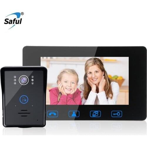 Saful Wired Video Door Phone Touch Key 7'' TFT LCD Waterproof Night Vision Home Electric Unlock Function Door Video Intercom