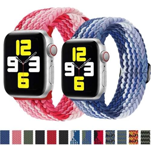 Braided Solo Loop For Apple watch band 44mm 40mm 38mm 42mm Adjustable Elastic Nylon belt bracelet iWatch series 6 se 5 4 3 strap