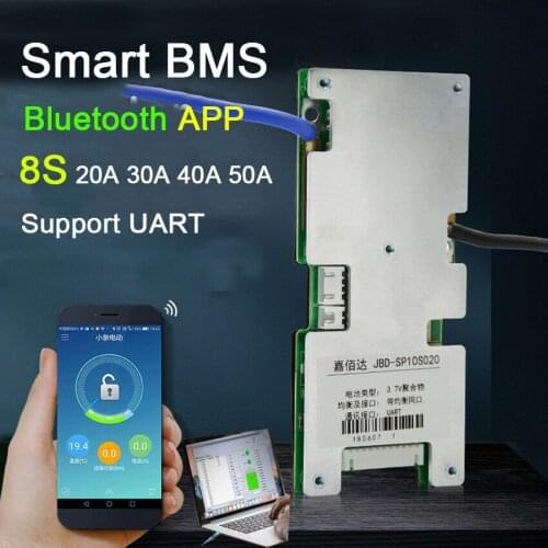 Smart 8S 24V 50A Lifepo4 Lithium iron phosphate Battery Protection Board W Balance BMS system Bluetooth APP PC 3.2V 40A 30A 20A