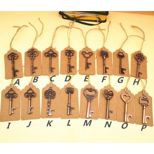 Vintage Metal Skeleton Beer Bottle Opener Key Bottle Opener with Tag Card Wedding Party Favor for Guest Wedding Decor SN795