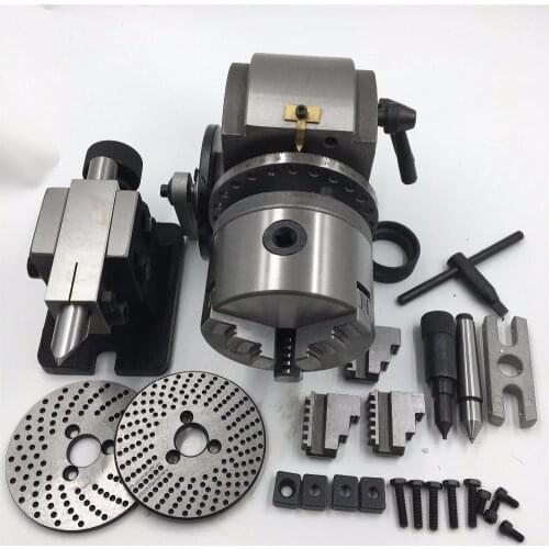 High Precision BS-1 Dividing Head 3Jaw Lathe Chuck 200mm with Tailstock and Dividing Plates Lathe Universal Dividing Head