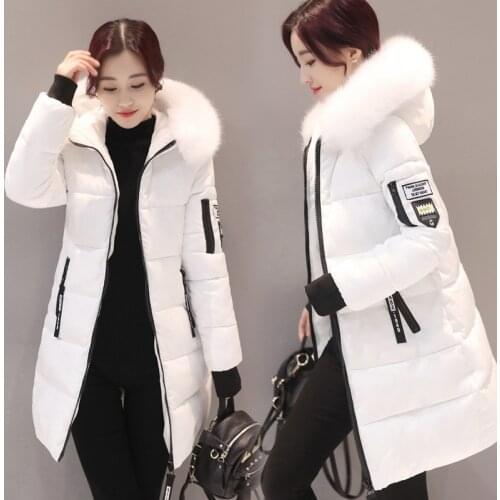 2021 Women Parkas Winter Ladies Casual Long Coats Woman Jackets Winter Women Hooded Fur Collar Cotton Parkas Warm Coat Outwear