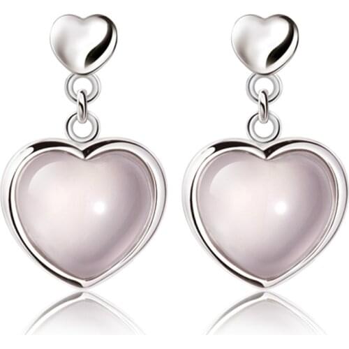 S925 Silver Earring Hearts Stud Earring For Women Wedding Gift Lady Girl Fashion Zircon Jewelry