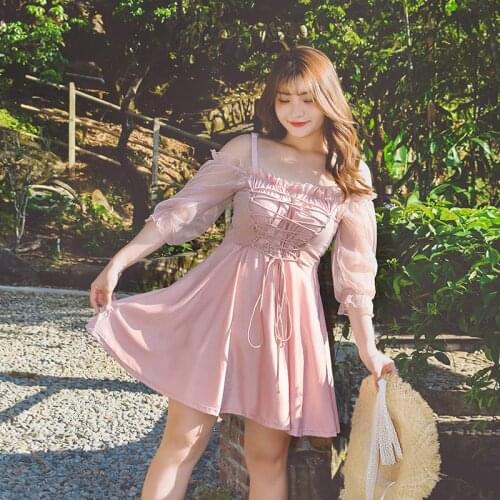 Ladies Slimming Swimsuit Women One Piece Plus Size Swimwear Push Up Swimdress Off-shoulder Black Pink Bathing Suit Beachwear