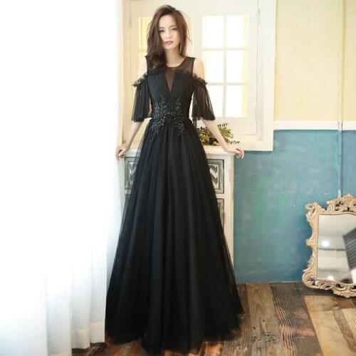 Fashion new luxury long evening dress banquet elegant appliques beading prom formal gown vestidos de fiesta de noche