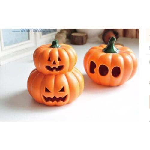 Countryside painting Luminous ceramic jack-o '-lanterns Garden Scene Halloween Present a gift ornament European statue carving