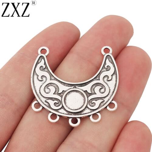 ZXZ 10pcs Bohemia Boho Crescent Moon Multi Strand Connectors Charms Blank 8mm for Jewelry Making Findings