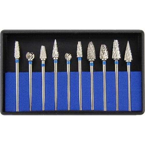 10Pcs/Set Tungsten Steel Dental Carbide Burs Lab Burrs Tooth Drill Dental Lab Materials Dentist Instrument Diameter 2.35mm