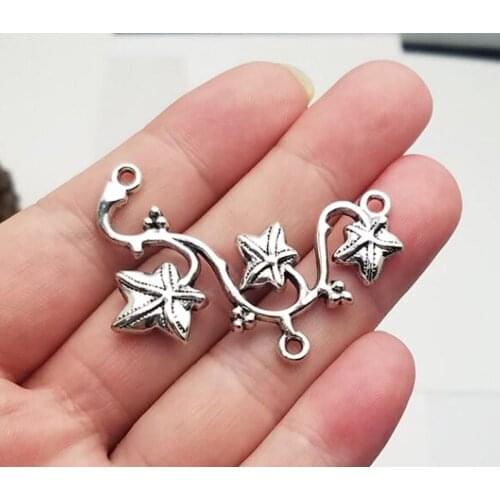 10pcs/lot--48x29mm, Antique silver plated flower branch connector charms,DIY supplies,Jewelry accessories