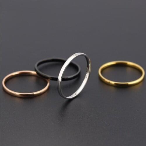2mm/4mm/6mm/8mm Stainless Steel Rose Gold Finger Thin Ring Fashion Jewelry For Women Men Gold/Black Wedding Ring Anillos
