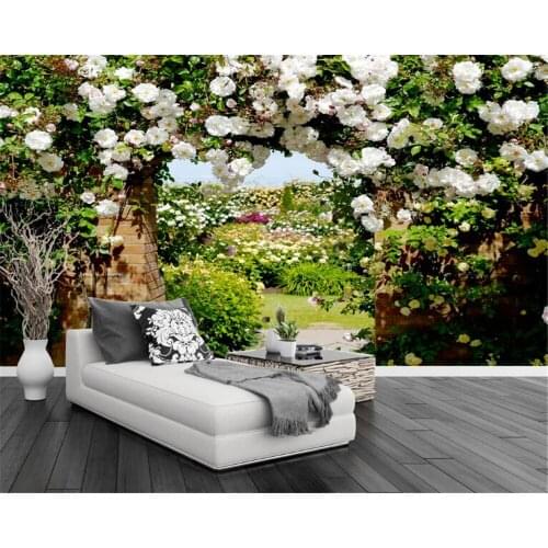 Wellyu 3D Photo Wallpaper Rose Corridor Pastoral Flower Mural Bedroom Living Room Sofa TV Background wallpaper for walls 3d