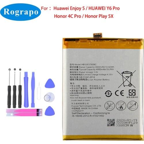 4000mAh HB526379EBC Replacement Battery For HUAWEI Enjoy 5 Enjoy5 Honor Play 5X CL10 Honor 4C Pro Bateria Batterie Mobile Phone