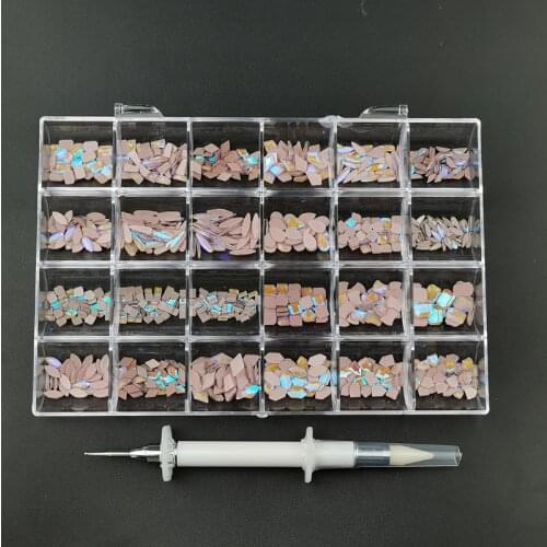 480pc/Box AB Red Nail Rhinestones +1pc Dotting Pen Flatback Crystal Multi Shape Nail Art Decoration Glass Stones