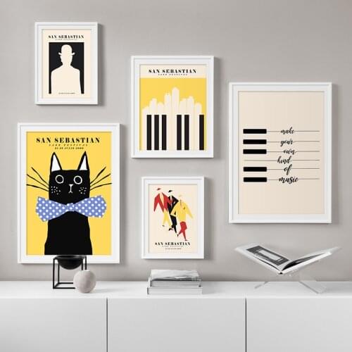 Abstract Vintage San Sebastian Poster Jazz Festival Canvas Painting Print Minimalist Wall Art Picture for Living Room Home Decor