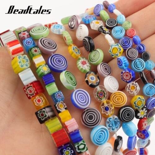 Beadtales 4/6/8/10/12mm Natural Stone Square Flat Round Multicolor Beads Love Shape For Jewelry DIY Making Bracelet Accessories