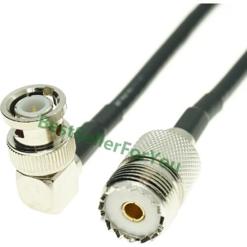 BNC Male Q9 Right Angle RA To UHF Female SO239 So-239 Jack Jumper Pigtail Coax RG58 Cable
