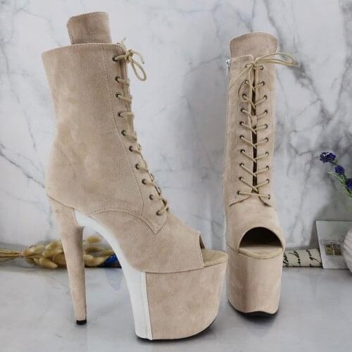 Leecabe 20CM/8inches Pole dancing shoes High Heel platform Boots closed toe Pole Dance boots