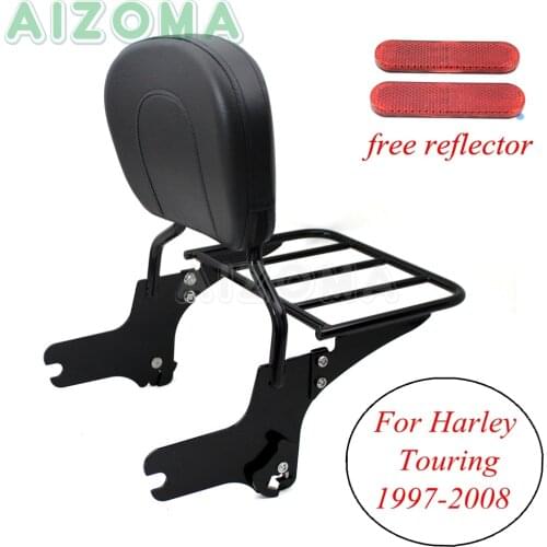 Black Motorcycles Detachable Sissy Bar Luggage Rack Backrest For Harley Touring Road King Classic Street Road Glide 1997-2008