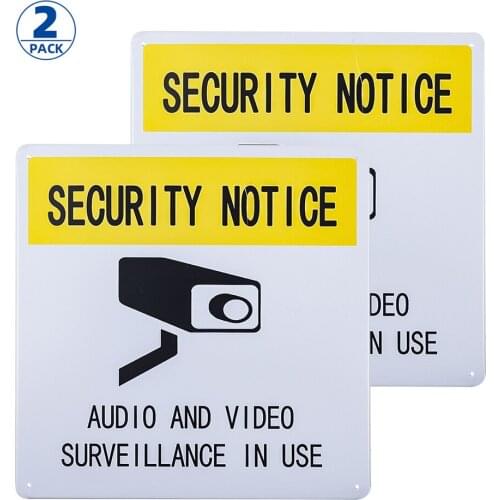 DL-2 Pack "Security Notice - Audio and Video Surveillance in Use" Sign | 10*10 inch outdoor sign