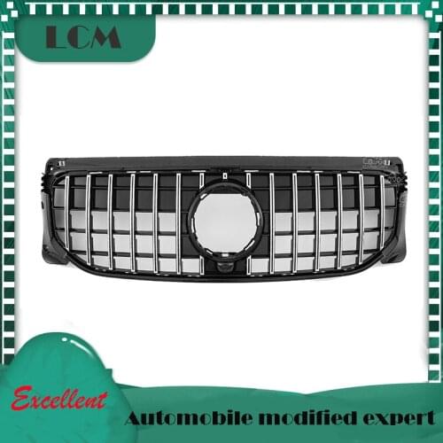 For-Mercedes ABS Plastic GT Style Front Bumper Racing Grille For-Benz GLB-class X247 GLB200 GLB250 2020 2021 with Emblem