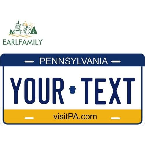 EARLFAMILY 25cm x 12.5cm for Pennsylvania License Plate Car Stickers Kids Room Suitcase Creative Decal Scratch-proof Decor