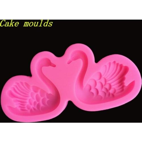 Fondant cake mold pair of swans shape decoration Silicone mould diy chocolate pastry cake baking tools