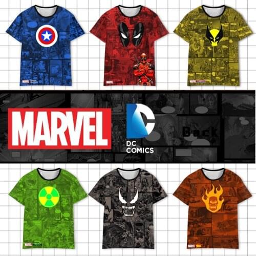 Disney Boys Girl T Shirt Superhero Avengers Print Deadpool T Shirt Kids Summer Casual Tops Children Funny Spiderman T-shirt Tops