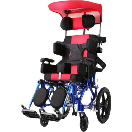 Adult and Child Cerebral Palsy Nursing Wheelchair Lightweight Foldable Full-Lying High Back Cerebral Palsy Wheelchair