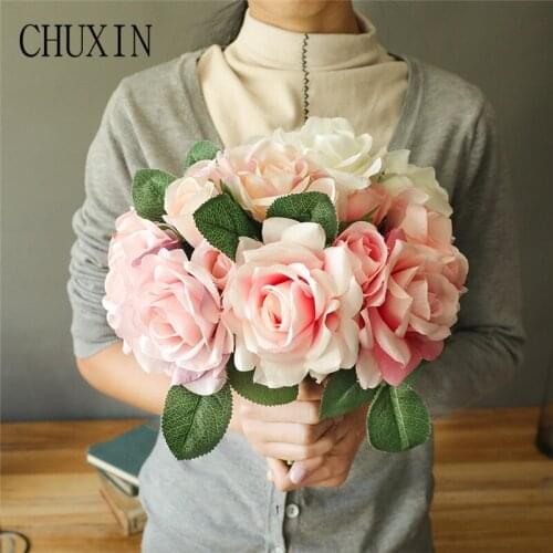 6 Branch Rose Bouquet Simulation Peony Bride Holding Garland Home Wedding Decor Desktop Decorations Christmas Artificial Plants