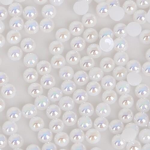 Hot 50-1000Pcs White Color 3/4/5/6/8/10/12/14mm ABS Imitation Pearl Half Round Flatback For DIY Craft Jewelry Findings Making