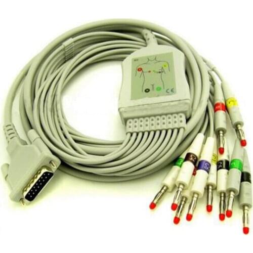 Free Shipping Compatible For Schiller 10 Lead ECG/EKG Cable IEC Banana 4.0mm AT3 AT6 CS6 AT5 AT10 AT60 Medical Cable and Wire