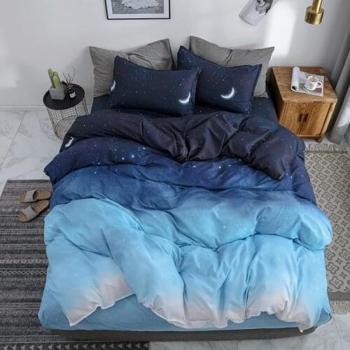 Blue Night Sky Bedding Set Bed Sheet Duvet Cover Pillowcases Kids Twin Full Queen King Size Bedclothes 3/4pcs Home Textiles