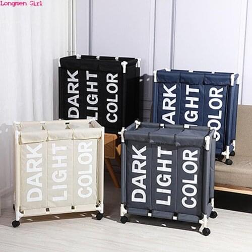 Dirty Laundry Basket With Lid 3 Grid Divided Large Laundry Basket Hamper Linen Organizer Storage Box For Clothes Waterproof