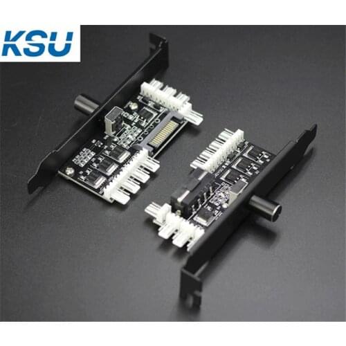 PC 8 Channels fan hub Cooling Fan Speed Controller for CPU Case HDD VGA PWM Fan w/ PCI Bracket Power by 12V 3pin/4pin Cooler fan