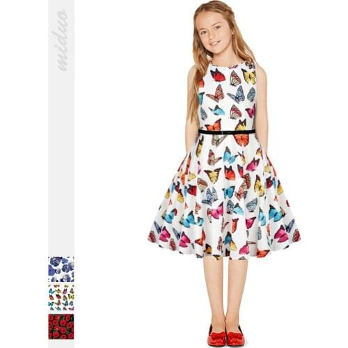 Hot Sale Baby Girls Dress Kid Party Princess Dress for Girls Party A-line Dress Children Clothes Red Floral Print Summer Dresses